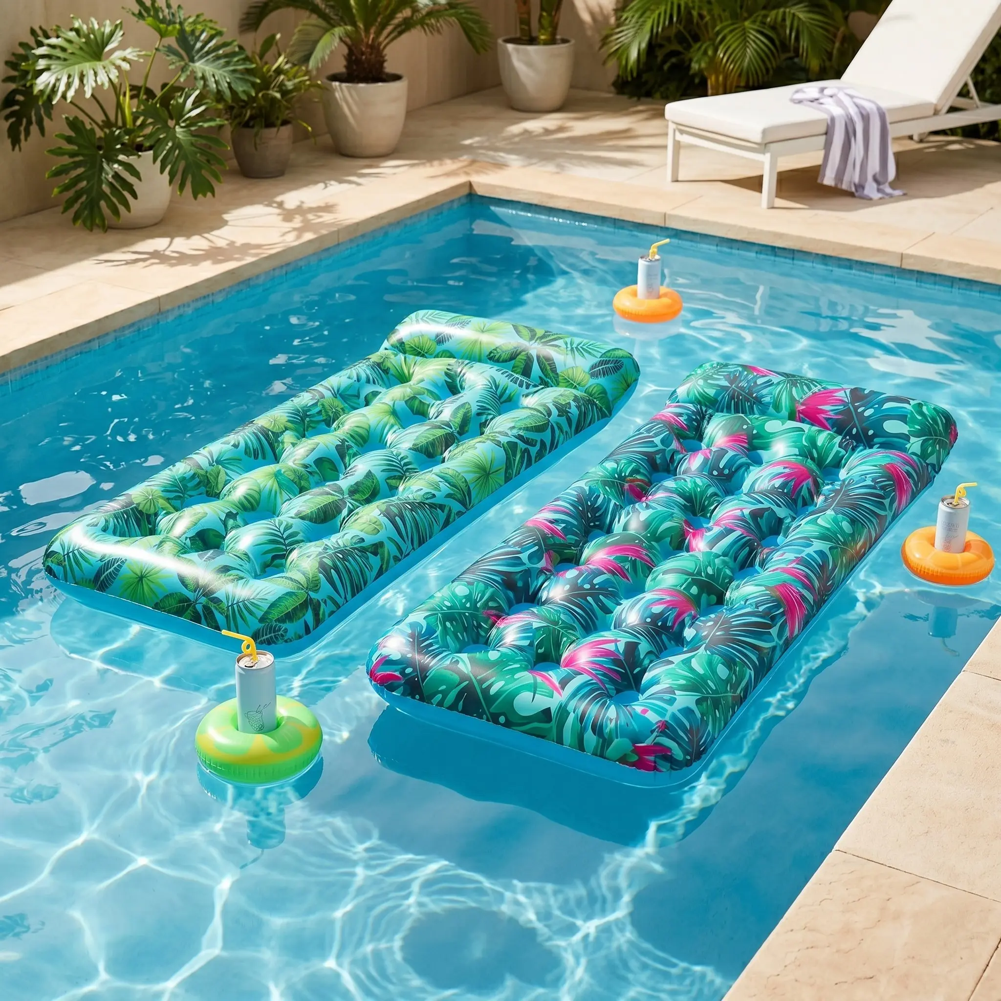 1/2 Pack Inflatable Pool Float Mat, Giant Water Lounge Raft with Headrest for Adults, Comfortable Floating Platform for Summer Fun, Inflatable Pool Floaters, Inflatable Pool Lounger
