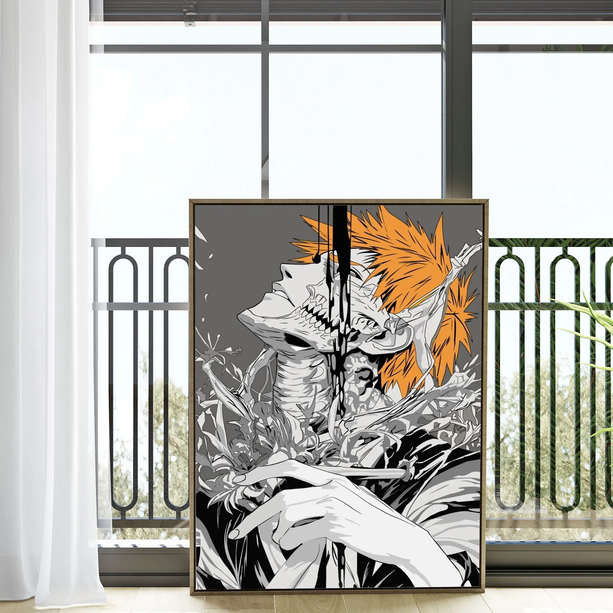 Bleach Anime Poster, Vintage Ichigo Hollow Anime Manga Wall Art, Bankai Japanese Style Home Decor Wall Art, Retro Thousand Year of Blood Print, Otaku Gift