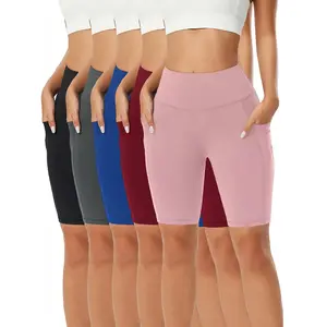 Women’s 5-Piece High-Waist Breathable Sports Cycling Shorts – Pocket Stretch Bodysuit for Fitness, Running, Cycling, and Casual Wear