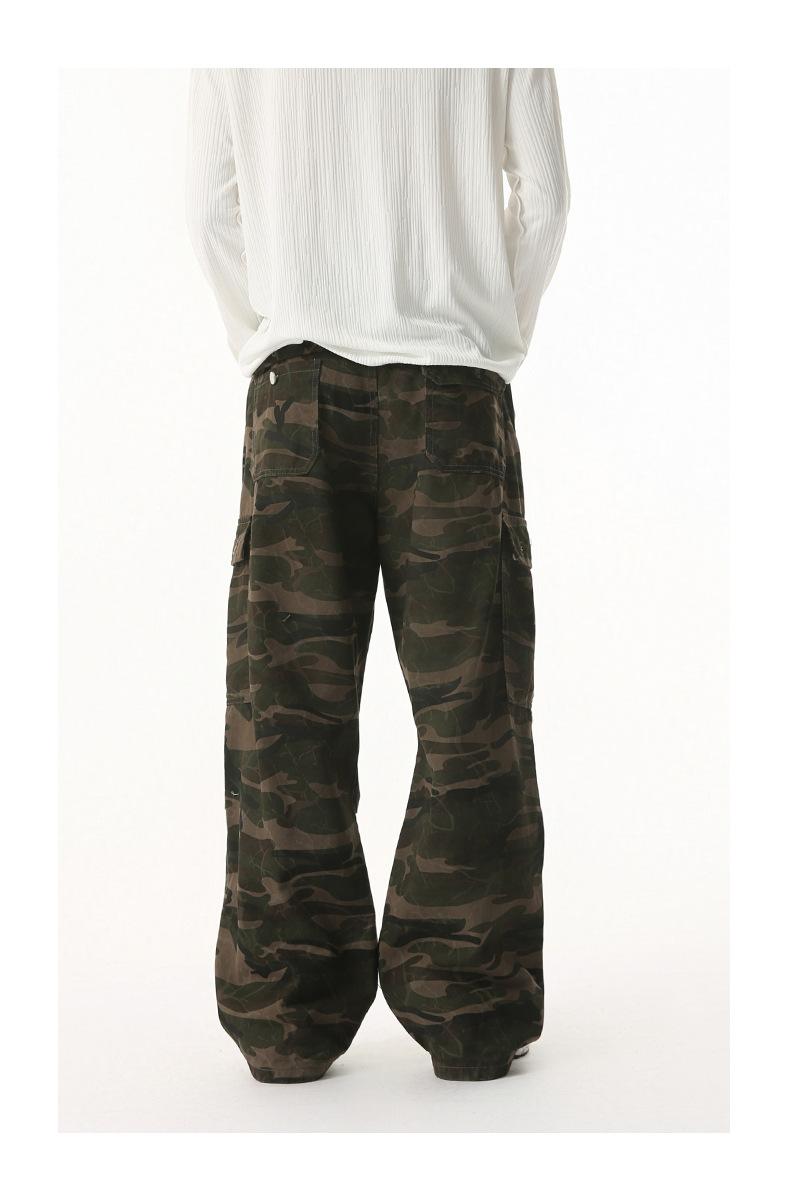 2026 New Arrival Multi Pocket Vintage Camo Jeans Heavy Duty Pleated Straight Leg Casual for Men Camouflage