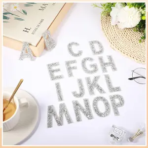 2 Sets DIY Clothing Luggage Decoration Sticker Resin Rhinestone Alphabet Letter Stickers (52Pcs) Fashion Accessories