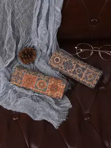 Vintage Art Magnetic Eyeglasses Case, Portable Anti-Pressure Reading Glasses Storage Box, Unisex Casual Floral Pattern, All Seasons, Eyeglass Holder