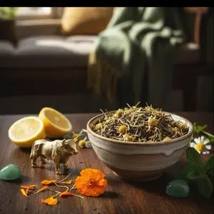 Taurus Zodiac Line Intentionally Made Lemon Vanilla Tea Marigold Flowers Caffeine-Free Beverage