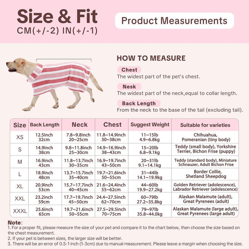 2026 New Style Quick-Drying Dog Bathrobe – 1-Piece Striped Pet Dressing Gown with Adjustable Belly Band, Super-Absorbent & Super-Soft Fabric