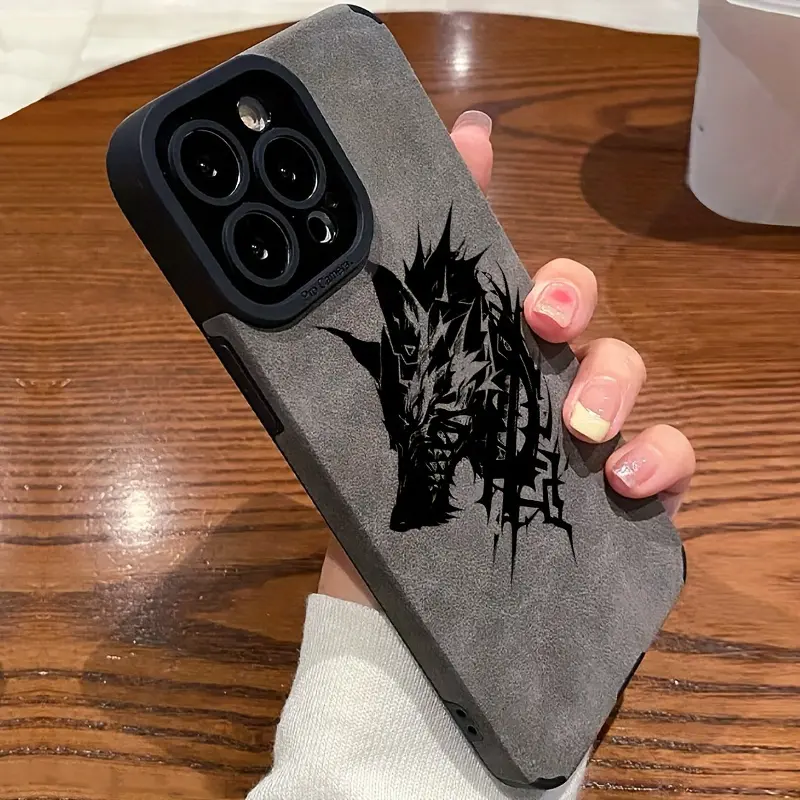 Leather Wolf Pattern Mobile Phone Cases - Anti-Fouling, Fashionable, Trendy Mobile Phone Accessories Compatible with iPhone 16, 15, 14, 13, 12, 11 Pro Max, Plus