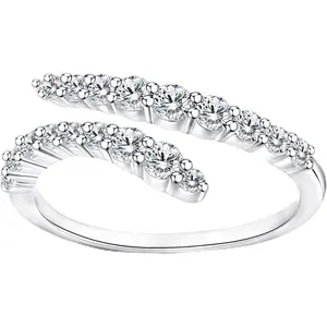 Moissanite Rings, Sterling Silver Ring White Gold Plated Half Eternity Wedding Bands for Women Her Size 5-10