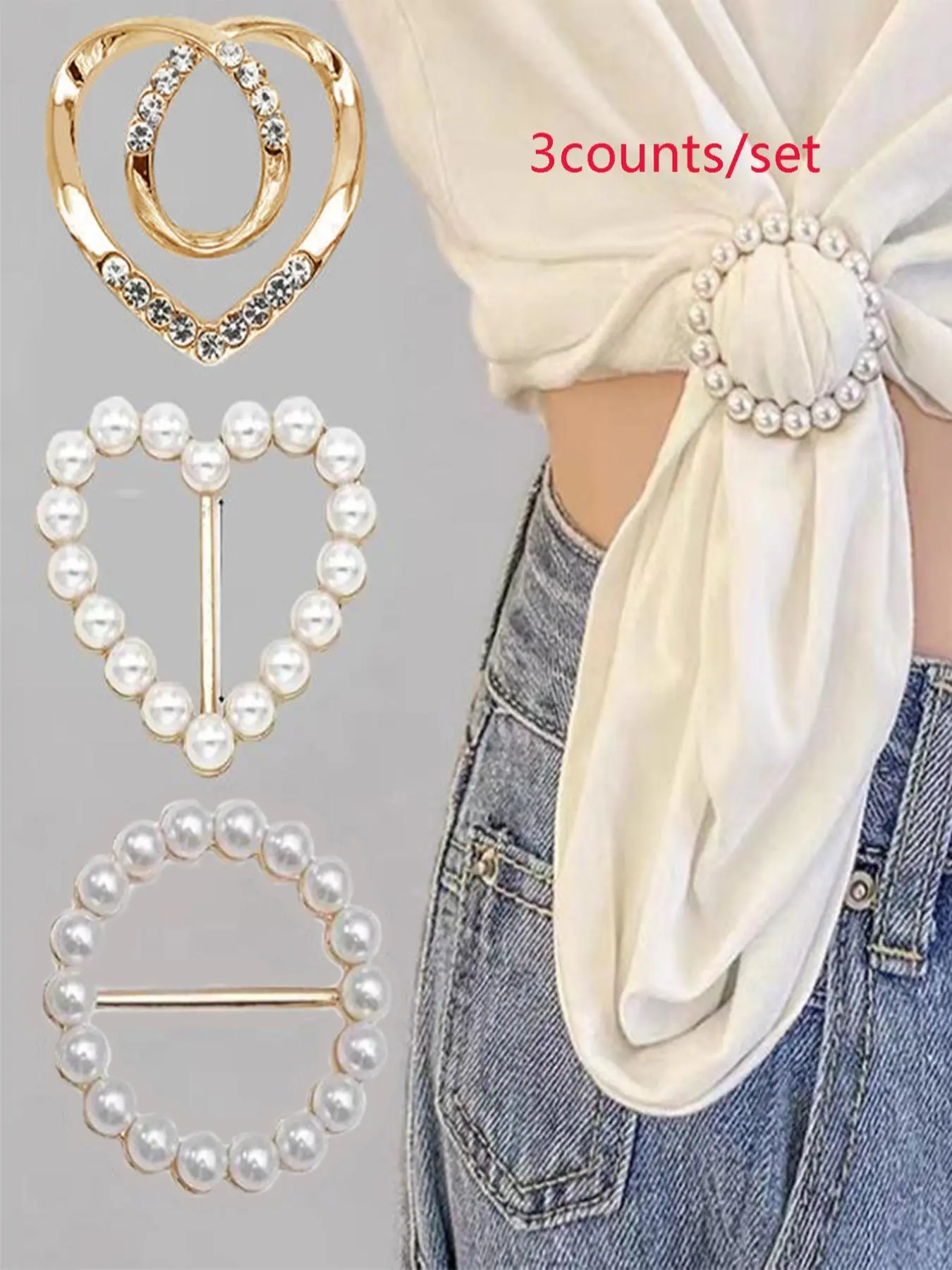 Faux Pearl & Rhinestone Decorated Cufflinks, Fashionable Clothes Accessories for Women & Men, Trendy All-match & Exquisite Cufflinks for Birthday Gift
