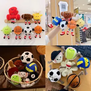 Kawaii Plush Sports Ball Keychain with Legs – Soft 3D Stuffed Soccer Basketball Baseball 8-Ball Bag Charm – Cute Aesthetic Backpack Accessory, Creative Gift for Sports Fans