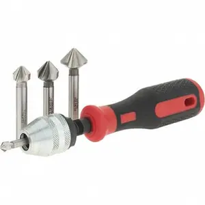 Magafor 4 Piece, 1/4 to 0.807" Head Diam, 90° Included Angle, Three Flute Countersink Set 1-3/4 to 2-1/2" OAL, 1/4 to 0.807" Shank Diam, 3 Flutes, Cobalt 84431000006