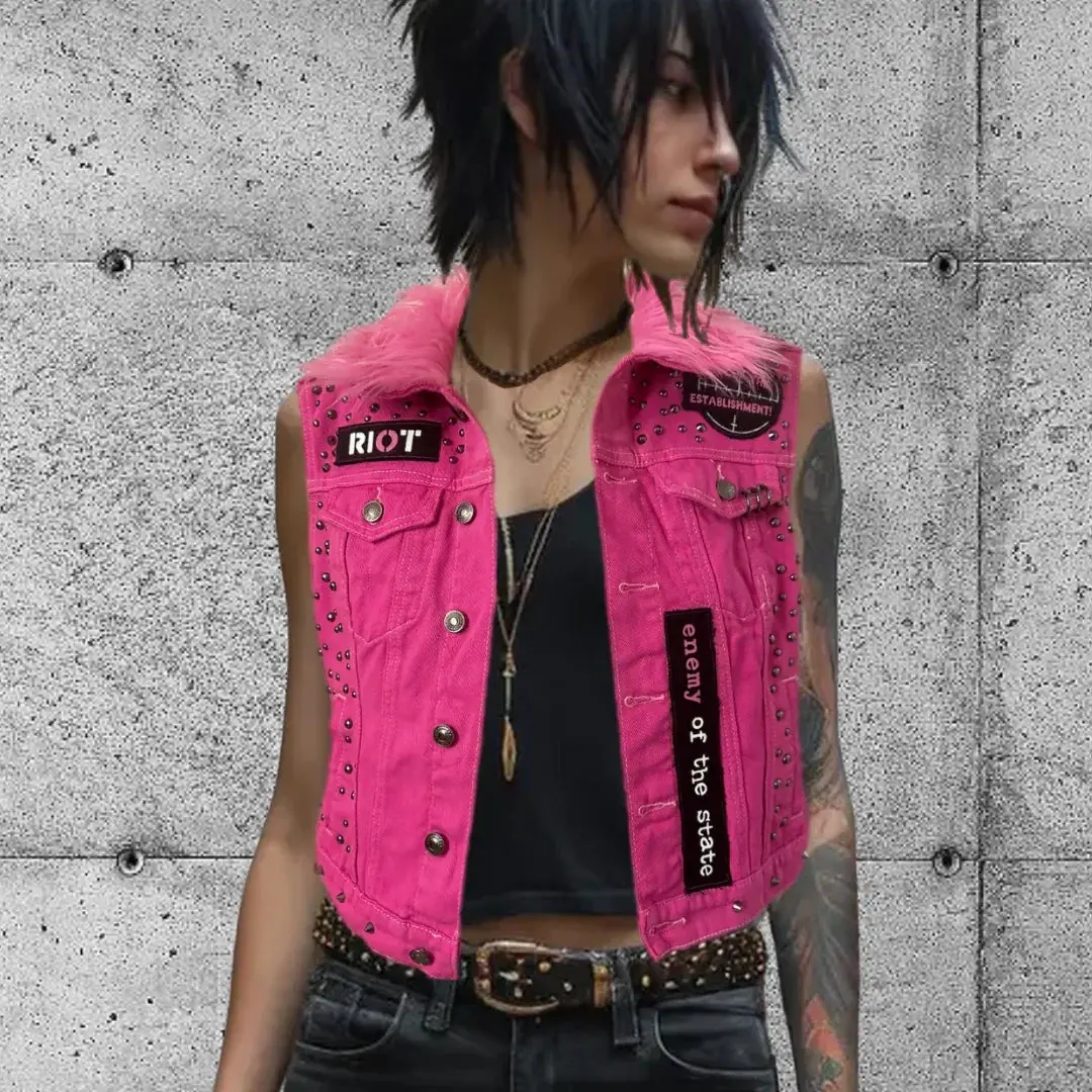 Enemy of the State Pink Studded Battle Vest