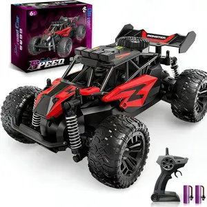1:16 Scale RC Car for Kids 2.4GHz High-Speed Electric Monster Truck 20km/h Dual 1000mAh Rechargeable Batteries All-Terrain Tires Shock Absorbing Suspension Ideal Gift for Boys Aged 6-12
