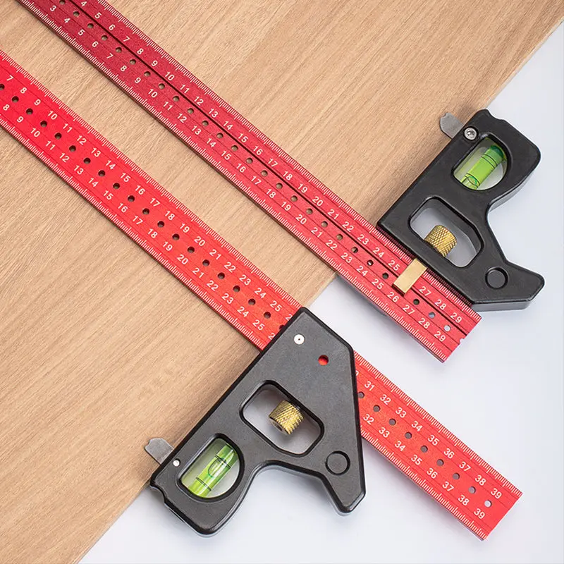 Multifunctional Carpenter's Combination Angles Ruler Metal Measuring Instrument for Accurate 90/45 Degree Angles Combination Square Adjustable Angles Gauges 90/45 Degree Measuring Tool Square