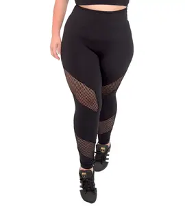 Plus Size Compression Legging with Mesh Cutouts Womenswear Bottoms