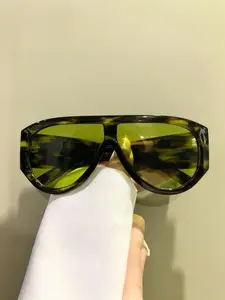Flat Punk Frog Glasses Frame, Oversized Flat Mirror Lens, Unique Design Eyewear Accessory, Fashionable and Trendy Look, Flat Top Sunglasses, Punk Style Sunglasses