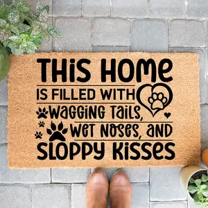 Doormat This Home Is Filled With Wagging Tails Dog Welcome Mat Dogs Front Door Mat Coir Outdoor Mat Funny Doormat Cute 4022zz