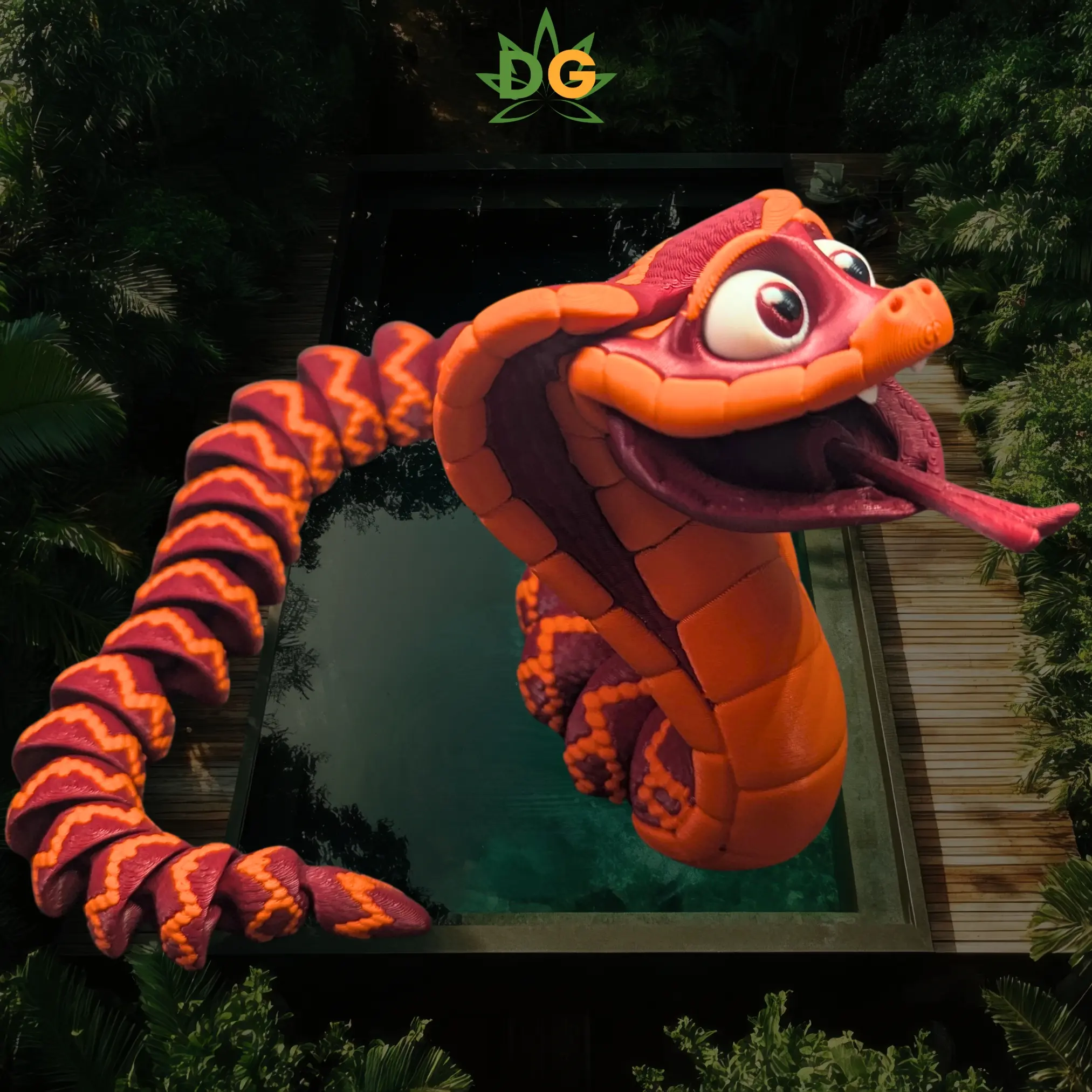 3D Printed King Cobra Flexi Statue - Cute Cuddly Decorative Home Decor Figurine, Nature-Themed Gift for Snake Enthusiasts