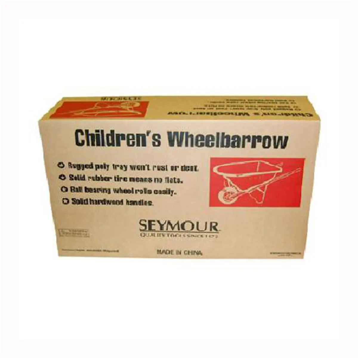 Seymour Midwest Llc Junior Size Red Steel Wheelbarrow Kit for Children - Ball Bearings, Poly & Steel Construction, Rubber Tire, Helping Around the Yard