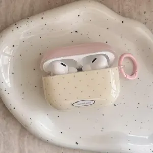 Cute Dot Pattern Earphone Case with Hanging Ring, Earphone Protective Cover, Earphone Accessories Compatible with AirPods 2 3 Pro 2 Protection