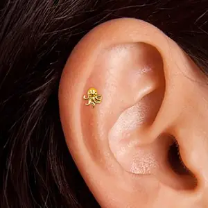 Octopus Titanium Flatback Stud Earring