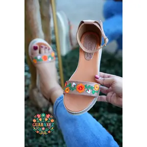 Ximena Embroidered Sandals Tan
