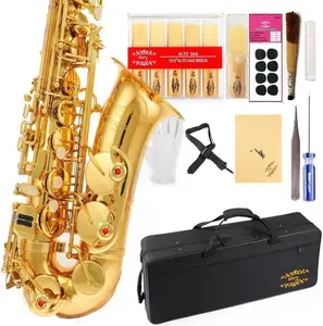 Glory Gold Laquer E Flat Alto Saxophone with 11 reeds, 8 Pads cushions, case and care kit