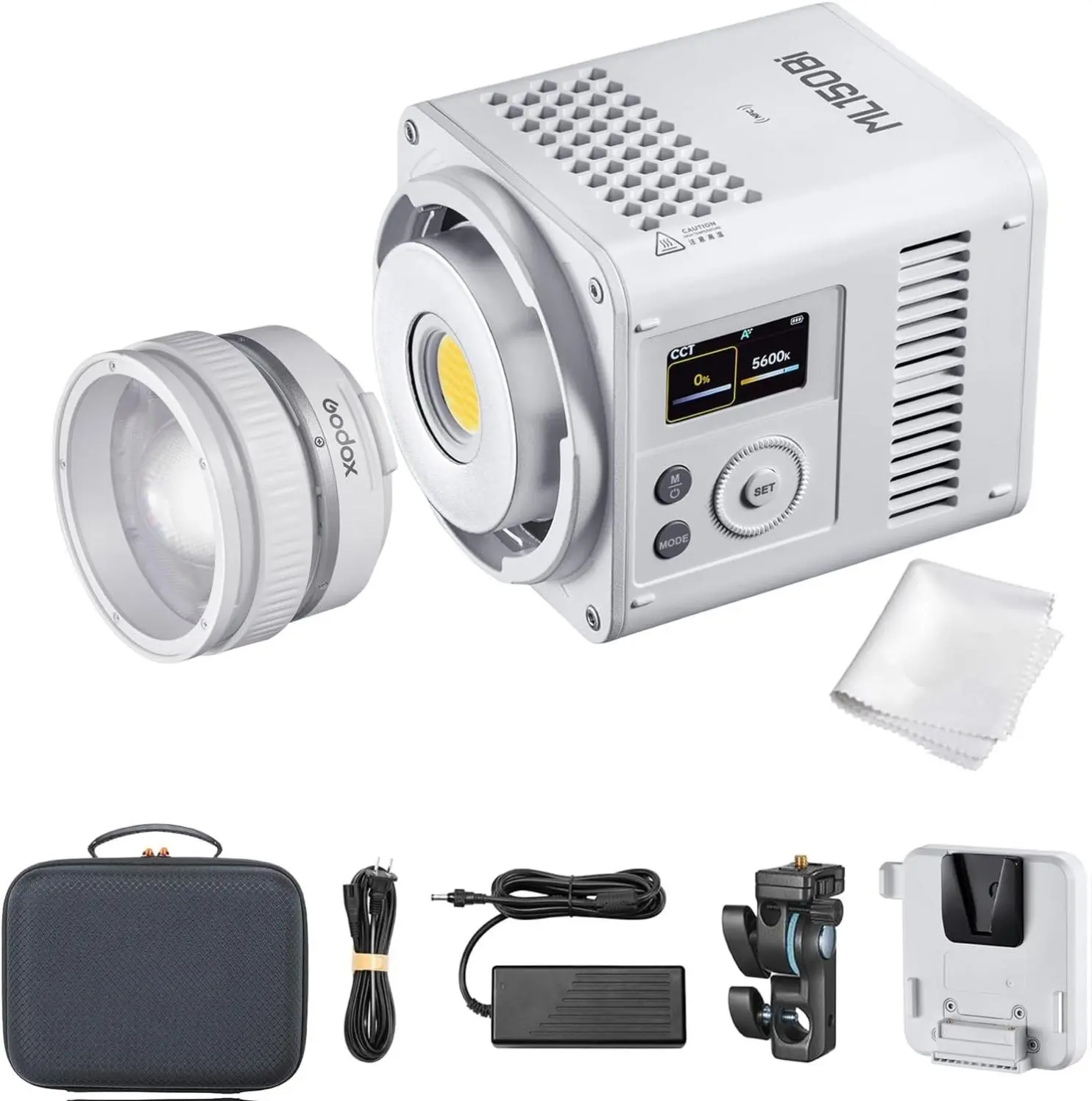 Godox ML150Bi Bi-Color LED Video Light, 61054Lux@1m, 2800K–6500K, CRI96, TLCI96+, Godox Mount, APP/NFC Control, Compact Handheld Light for Studio, Portrait & Outdoor Shooting (Battery Not Included)