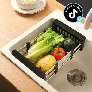 Kitchen Storage Organizer, Stainless Steel Retractable Dish Drying Rack, Space-Saving, Rust-Resistant, drainer sink dish