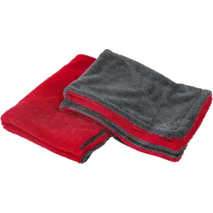 LIVOS 2 Pack Car Drying Towel, Premium Microfiber Towels for Cars, 1000GSM, Edgeless Twisted Loop Design, No Streaks, Scratches, or Water Spot, Absorbent Wash Towel, 18" x 24" (Red&Grey)