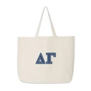 Delta Gamma Denim Sorority Letters Canvas Tote Bag