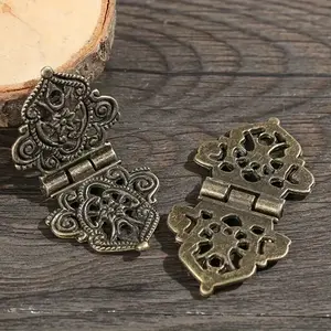 4pcs Vintage Bronze Hinges - Decorative Miniature Hardware for Jewelry Boxes, Wooden Cabinets & Gift Boxes
