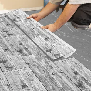 American Black-White Distressed Wood Grain Floor Stickers | Thickened Frosted PVC | Peel & Stick Waterproof Easy-Clean for Bedroom Kitchen Bathroom School Office | Stick And Peel Flooring