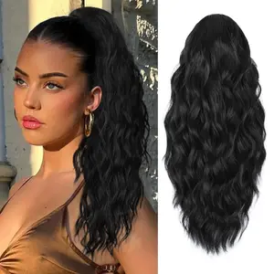 20 inch Long Claw Clip Ponytail Extension for Women Fake Ponytail for Daily Wear Soft Wavy Curly Clip in Hairpieces Black