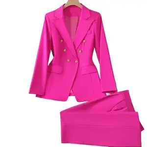 Women's 2-Piece Tailored Blazer Set - Jacket & Pants, Vintage Style, Casual Workwear Office Outfit Elegant Womenswear Button Everyday Lightweight Matching Plaid Polyester Solid Spring