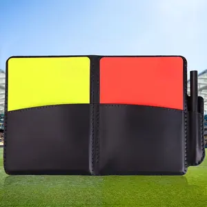 Football Referee Wallet, 1 Set PU Leather Football Card Holder with Red & Yellow Card & Pen, Football Card Storage Bag for Competition Game, Card Organizer