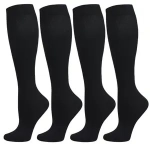 4 Pairs Compression Socks for Women & Men, 15-20 mmHg Knee High Support Socks for Tired Legs, Soft Breathable Graduated Socks for Travel, Running, Nurses, Work & Daily Wear