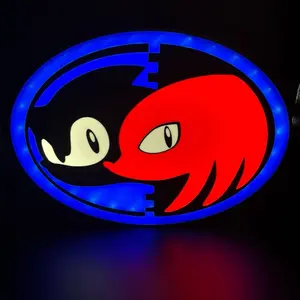 Sonic and Knuckles Light Up LED Neon Sign for Gaming Room Decor