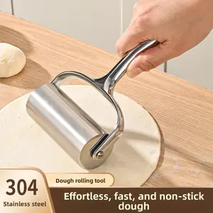 304 stainless steel roller rolling pin, dough rolling tool, roller press stick, household tool for rolling dumpling wrappers