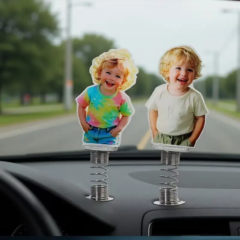 Custom Pet Bobblehead Car Decorations Interior - Acrylic Printed Dog/Cat Accessory, Vehicle Decoration for On-Road Daily Comfort & Unique Ride Personalization