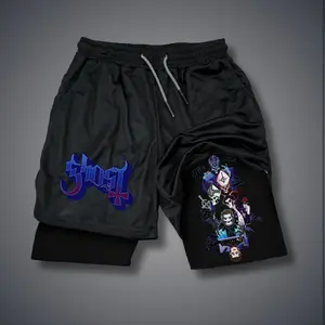 Ghost Unisex Fit  Shorts Jorts Outfit Graphic Double-Layer Sports Shorts Comfortable Breathable Quick-Drying Polyester Fabric
