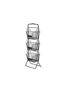 360 Stand 3-Tier Metal Wire Storage Basket Organiser, Multi-Purpose Removable Baskets, 49.10x11.40x16.50 in, Black, for Room & Kitchen