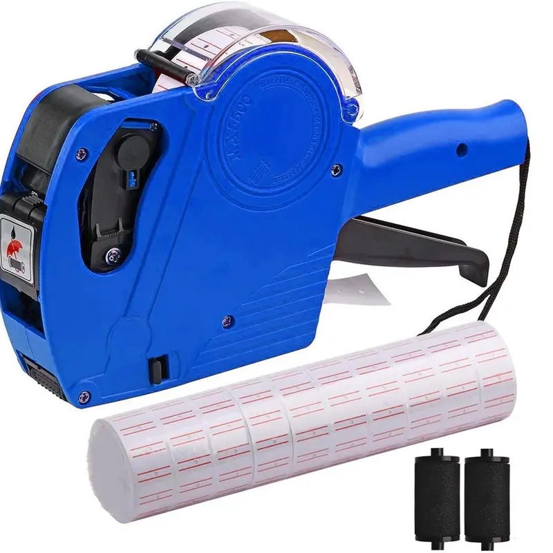 1 pcs MX-5500 8 Digits Price tag Blue/ Red Stick Device with 5000 Sticker Labels and 2 Ink Refill, Label Maker Portable Label Printer Pricing Stick Device Kit Numerical Tag Stick Device for Office, Retail Shop, Grocery Store, Garment