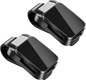 2PCS Sunglasses Holders for Car Visor, Universal Auto Glasses Eyeglass Hanger Clip, Anti-Slip Auto Sun Visor Sunglasses Holder Accessories Fit for Most Cars, SUV, Trucks (Black)
