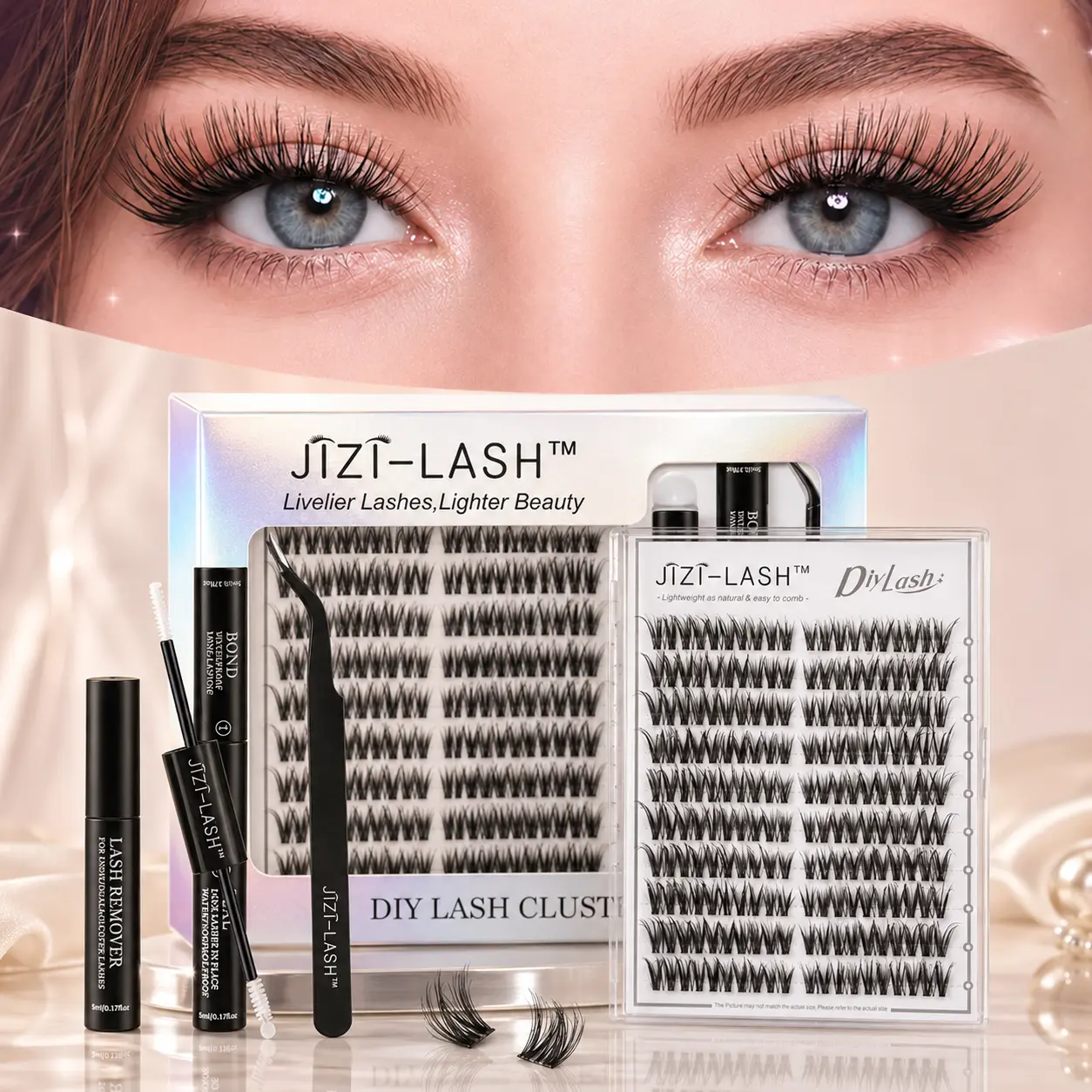 Cat-Eye Lash Kit | Long-Lasting Cluster Lashes | Natural Wispy Look | Lightweight & Comfortable | Easy to Apply | Suitable for Home & Outdoor Wear | Waterproof DIY Lash Extension Kit | Beginner-Friendly