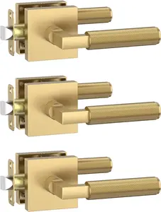 Amerdeco 3 Pack Champagne Bronze Passage Door Handles,Heavy Duty Non-Locking
