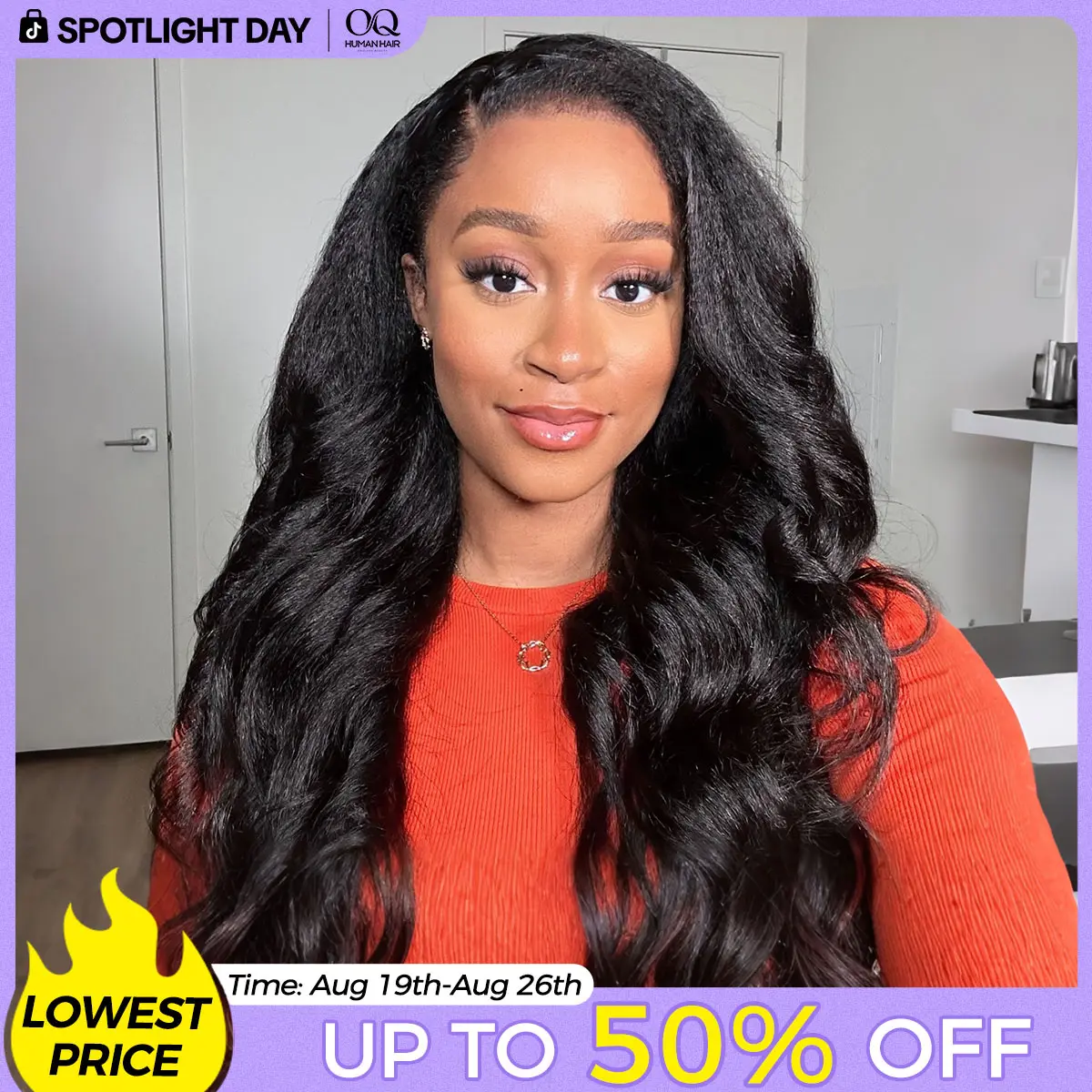 [3 In 1 Half Wig] OQ HAIR Kinky Straight Half Wig Yaki Straight Wavy Easy Wear Go Wig No Glue With Drawstring Invisible Hairline Butterfly Cut Human Hair Glueless Wigs #SohoChic #TikTokShopBackToSchool