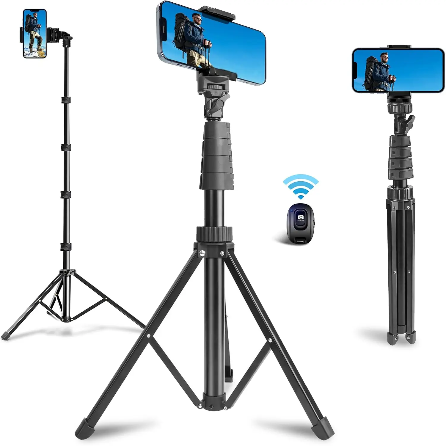 UEGOGO 63 Inch Foldable Flexible Phone Tripod, Multifunctional Selfie Stick Tripod with Wireless Remote, Portable Cell Phone Selfie Accessory Tripod Stand for Group Selfies, Live Streaming, Video Recording, Compatible with All Cellphones