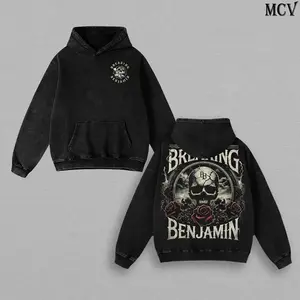 Vintage Breaking Benjamin Inspired Washed Hoodie, 2000s Rock Streetwear Oversized Y2K Hoodie