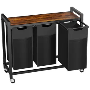 Lifewit Laundry Hamper with 3 Removable Bags and Shelf and Wheels-Large Clothes Baskets, Simple to Install