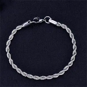 Men's Hip-Hop Twisted Chain Bracelet-3mm Titanium Steel, Street Style Minimalist Jewelry