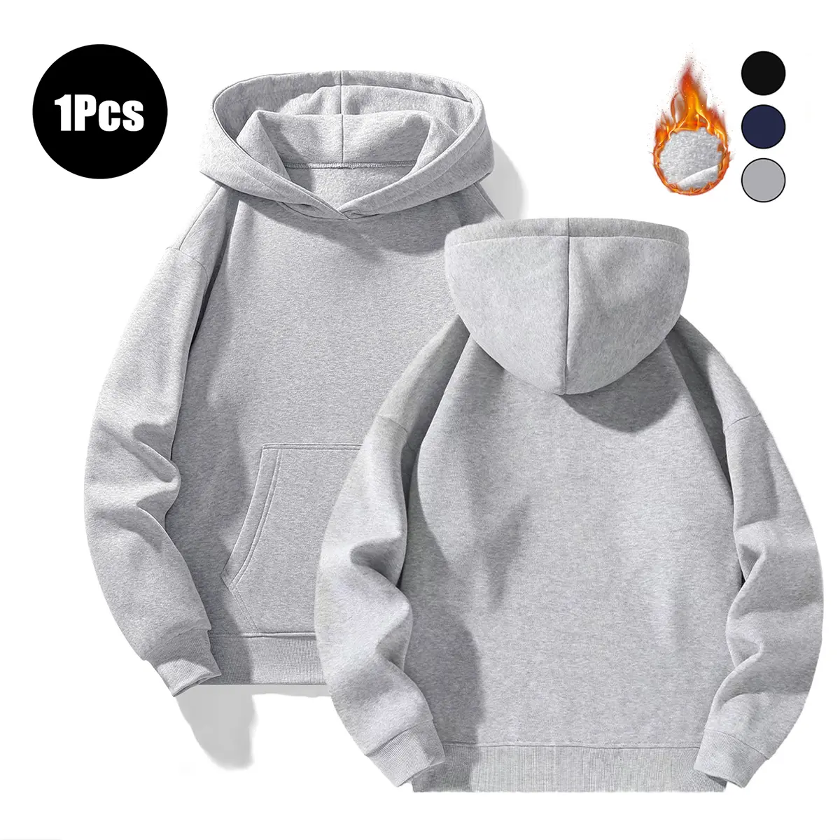 Men's Oversized Hoodie Sweatshirt, Casual Plain Long Sleeve Pullover Top for Winter Warmth and Daily Wear, Tops, Menswear, Hoodies To Buy, Outfit Inspiration